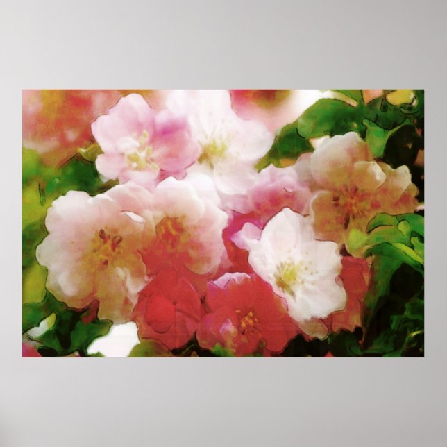 Dreamy Spring Blossoms Water Color Poster (Front)