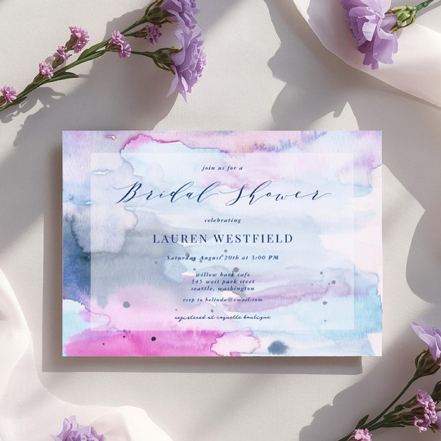 Dreamy Spring Pink & Navy Bridal Shower Invitation (Creator Uploaded)