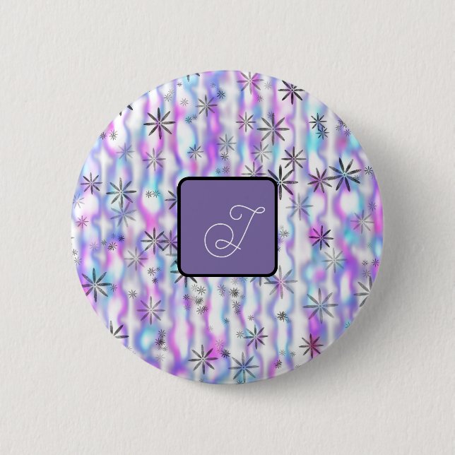 Dreamy Starburst Waves Pattern Personalized Button (Front)