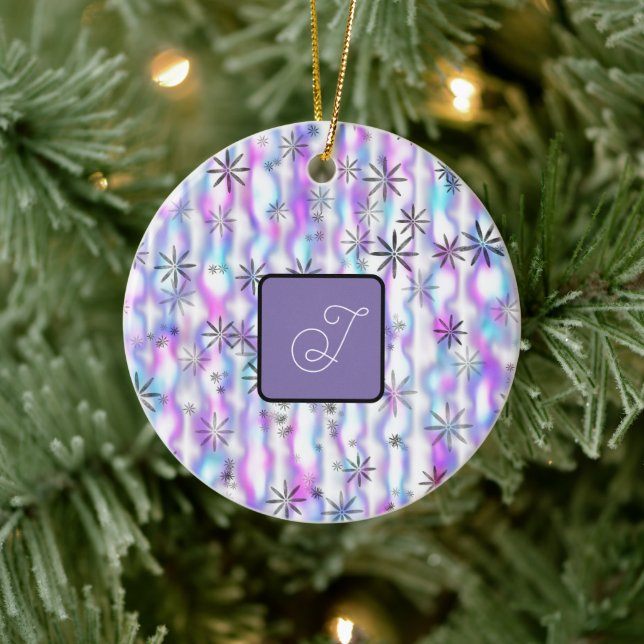 Dreamy Starburst Waves Pattern Personalized Ceramic Ornament (Tree)