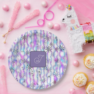 Dreamy Starburst Waves Pattern Personalized Paper Plates
