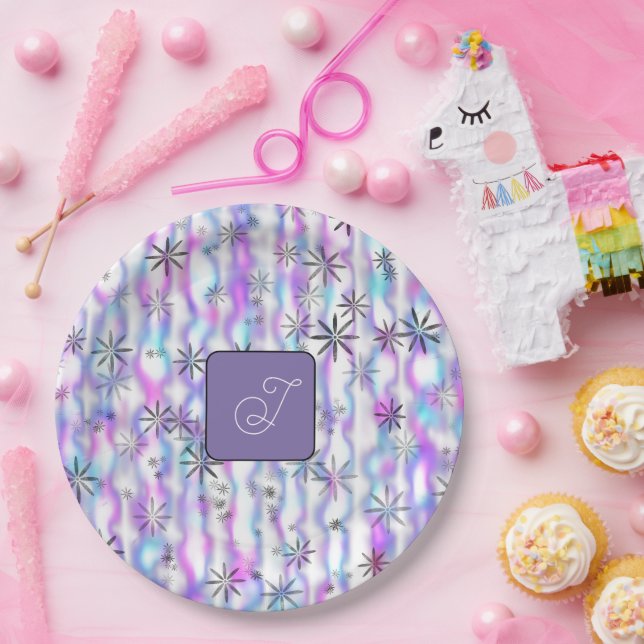 Dreamy Starburst Waves Pattern Personalized Paper Plates (Party)