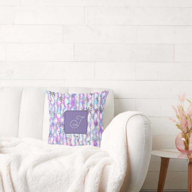 Dreamy Starburst Waves Pattern Personalized Throw Pillow (Couch)