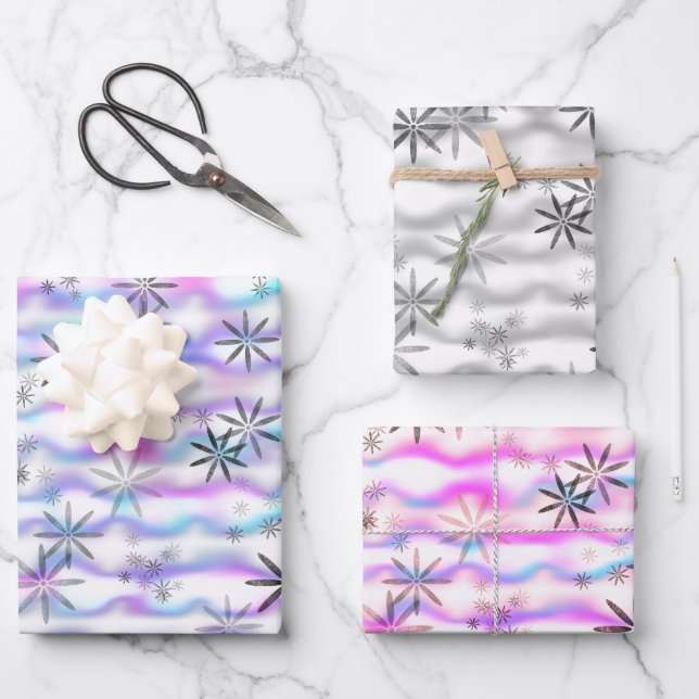 Dreamy Starburst Waves Pattern Wrapping Paper Sheets (Front)