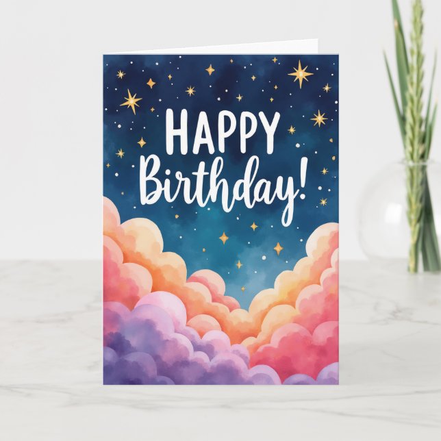 Dreamy Starry Birthday Card (Front)