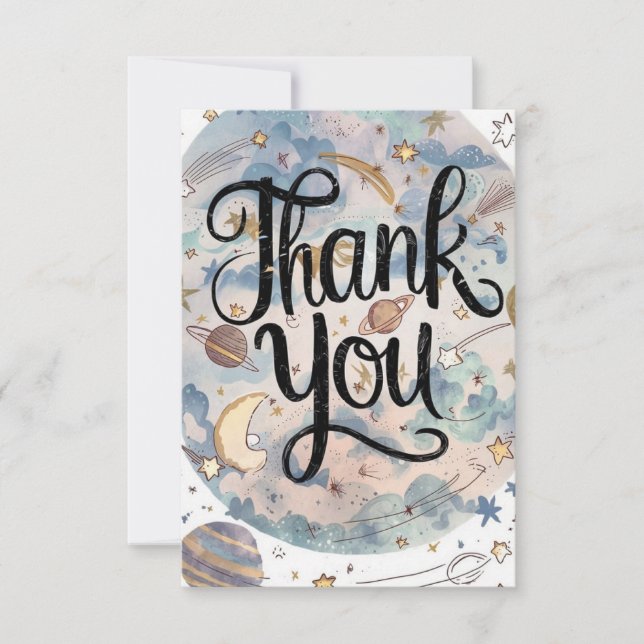 Dreamy Starry Meteor Celestial Thank You Card (Front)