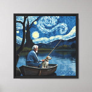 Dreamy Starry Night Boat Under Moonlight Fantasy  Canvas Print