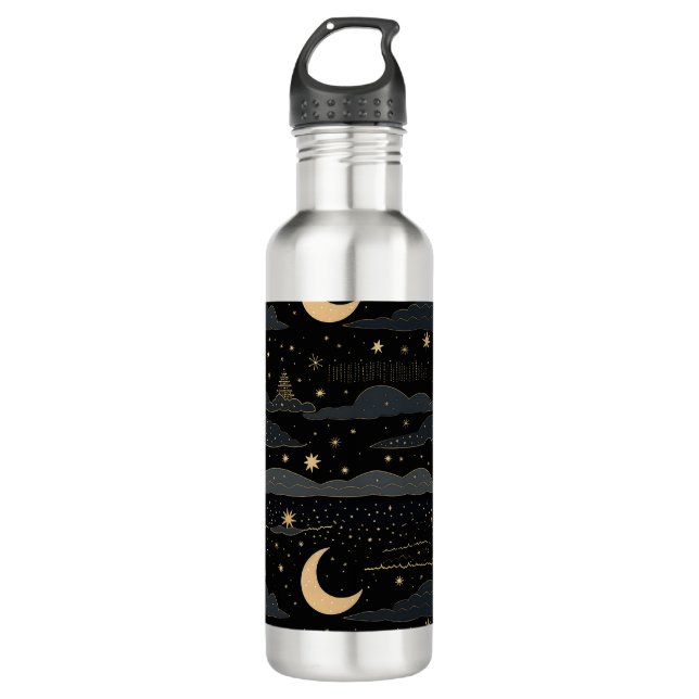Dreamy Starry Night Sky stainless steel water bott Bottle (Front)
