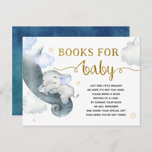 Dreamy Stars Elephant Baby Shower Books for Baby Invitation Postcard