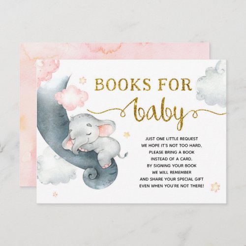 Dreamy Stars Elephant Girl Books for Baby Invitation Postcard