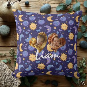 Dreamy Sun & Moon – Sleepy Celestial Friends Throw Pillow