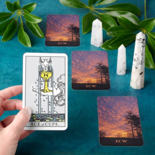 Dreamy Sunrise Clouds with Monogram Tarot Cards