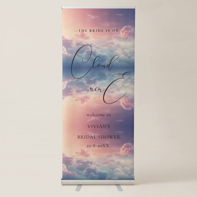 Dreamy Sunset Cloud 9 Bridal Shower Welcome Retractable Banner (Front)