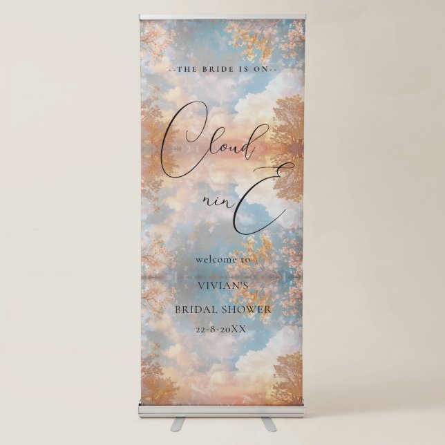 Dreamy Sunset Cloud 9 Bridal Shower Welcome Retractable Banner (Front)