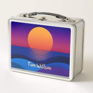 Dreamy Sunset Horizon Personalized Metal Lunchbox