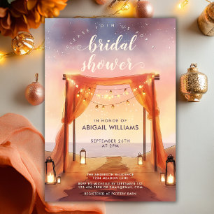 Dreamy Sunset Lantern Draped Arch Bridal Shower Invitation