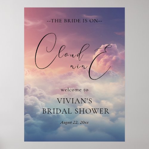 Dreamy Sunset On Cloud Nine Bridal Shower Welcome Poster