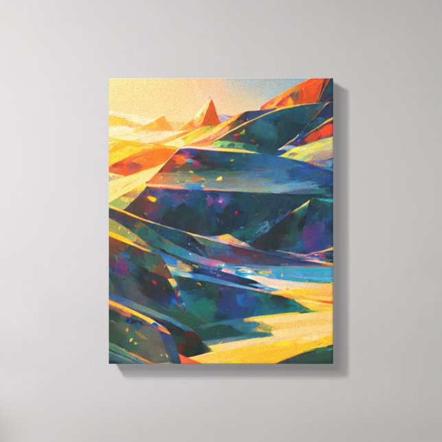 Dreamy Sunset Over Vibrant Mountains Canvas Print (Front)