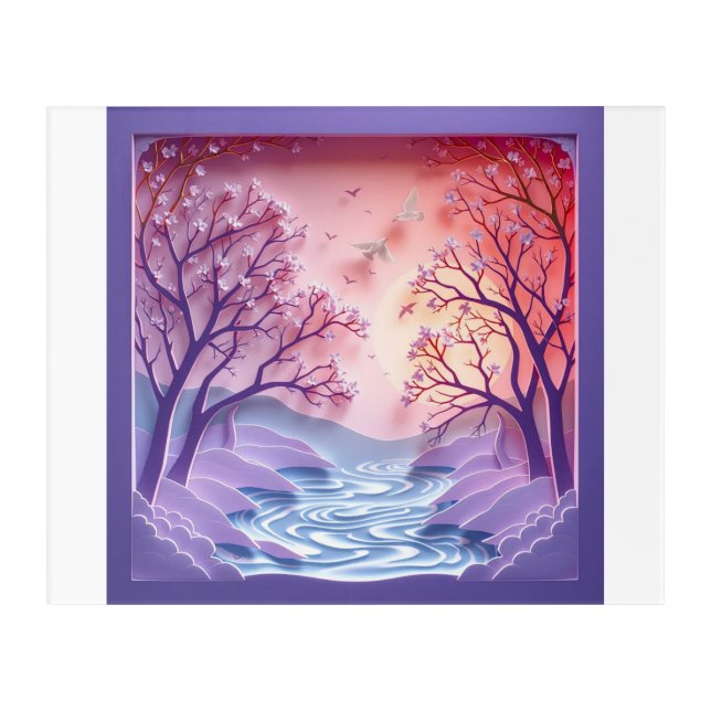 Dreamy Sunset River Acrylic Print (Front)