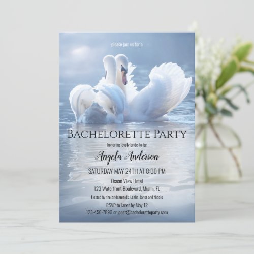 Dreamy Swan Lake Bachelorette Party Invitation