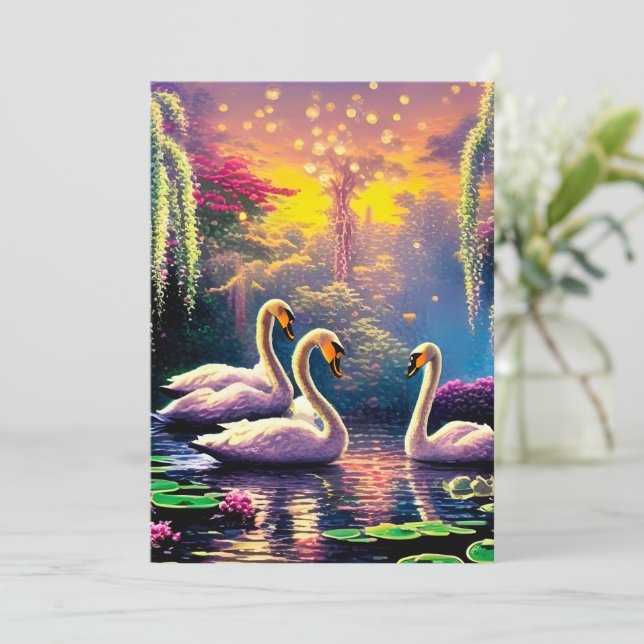 Dreamy Swans Holiday Card (Standing Front)