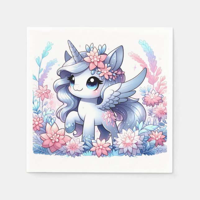 Dreamy Sweet Unicorn Baby Shower Napkins (Front)