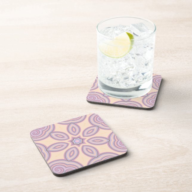 Dreamy Swirls – Pastel Psychedelic Pattern Beverage Coaster (Right Side)