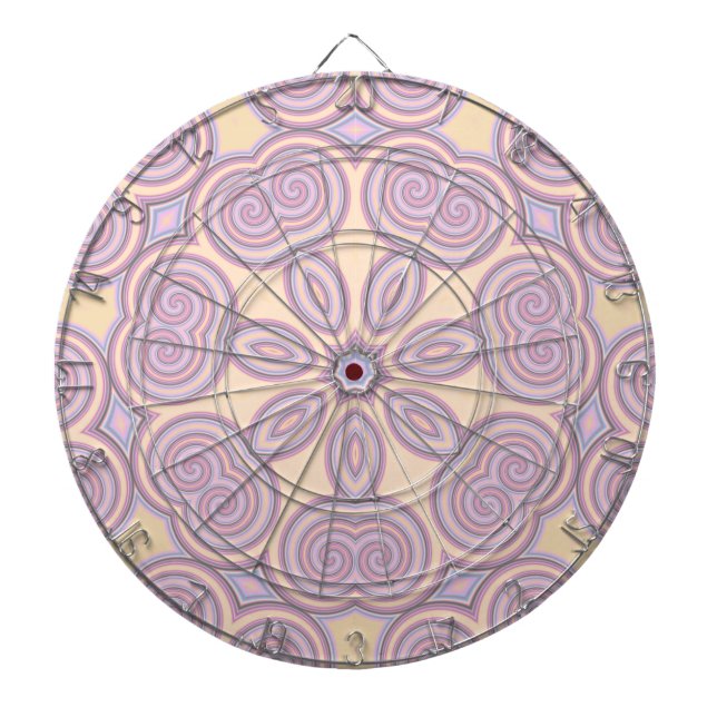 Dreamy Swirls – Pastel Psychedelic Pattern Dart Board (Front)