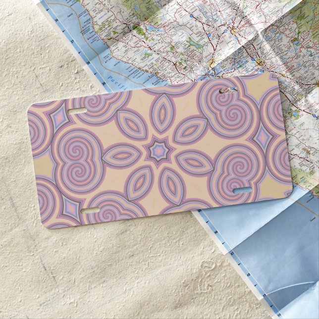 Dreamy Swirls – Pastel Psychedelic Pattern License Plate (In Situ)
