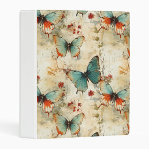 Dreamy Teal Butterfly Cottage Garden Floral Mini Binder