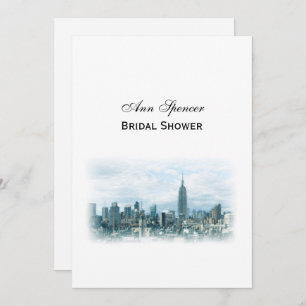Dreamy Teal NYC Skyline Bridal Shower V Invitation