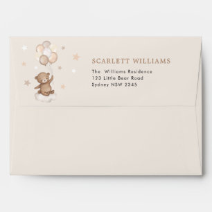 Dreamy Teddy Bear & Balloons Gender Neutral Baby Envelope