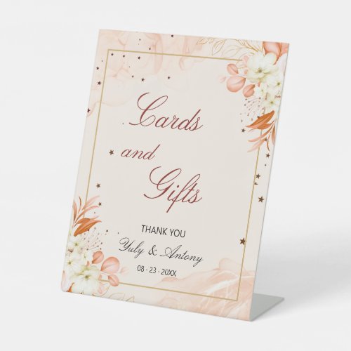 Dreamy Terracotta Enchanted Floral Card And Gifts Pedestal Sign