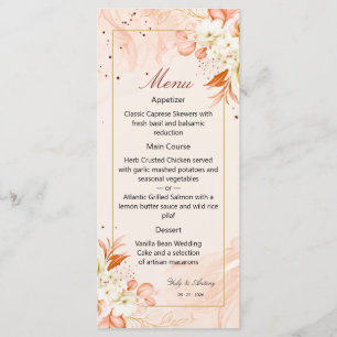 Dreamy Terracotta Galaxy Magic Floral Wedding Menu