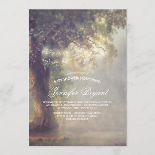 Dreamy Tree String Lights Rustic Baby Shower Invitation