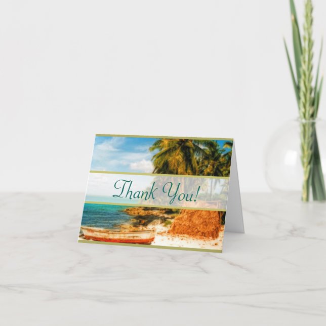 Dreamy Tropical Beach Wedding Thank You (Front)