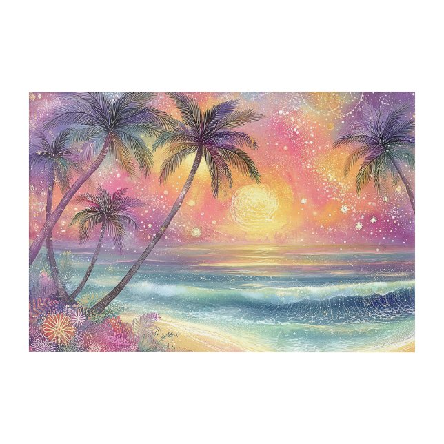 Dreamy tropical beachscape acrylic print (Front)