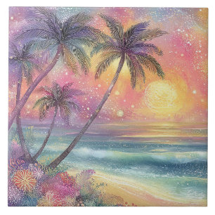 Dreamy & tropical beachscape ceramic tile