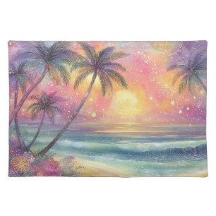 Dreamy tropical beachscape cloth placemat