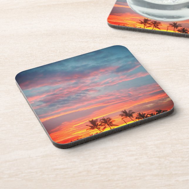 Dreamy Tropical Sunset Beverage Coaster (Left Side)