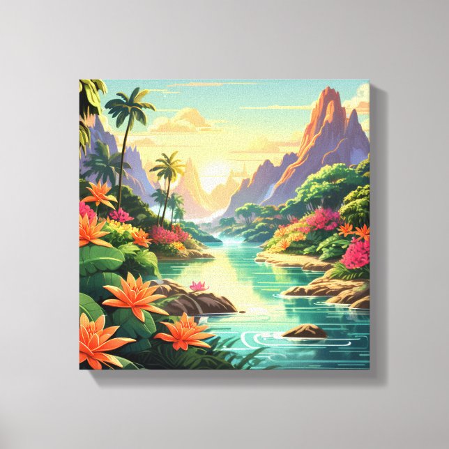 Dreamy Tropical Sunset Canvas Print (Front)