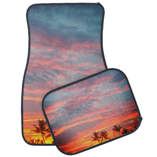 Dreamy tropical sunset car mats