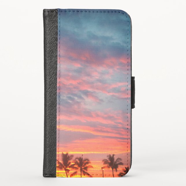 Dreamy Tropical Sunset iPhone Wallet Case (Front)