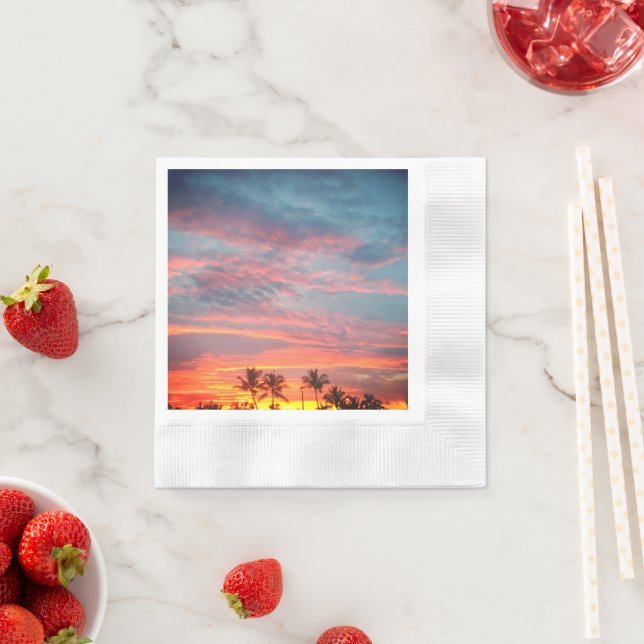 Dreamy Tropical Sunset Napkins (Insitu)