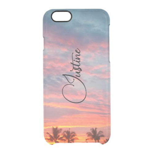 Dreamy Tropical Sunset Personalized Clear iPhone 66S Case