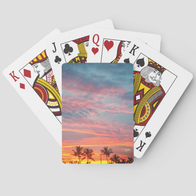 Dreamy tropical sunset poker cards (Back)
