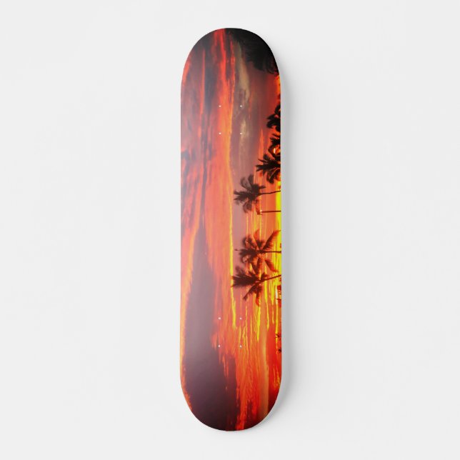 Dreamy Tropical Sunset Skateboard (Front)
