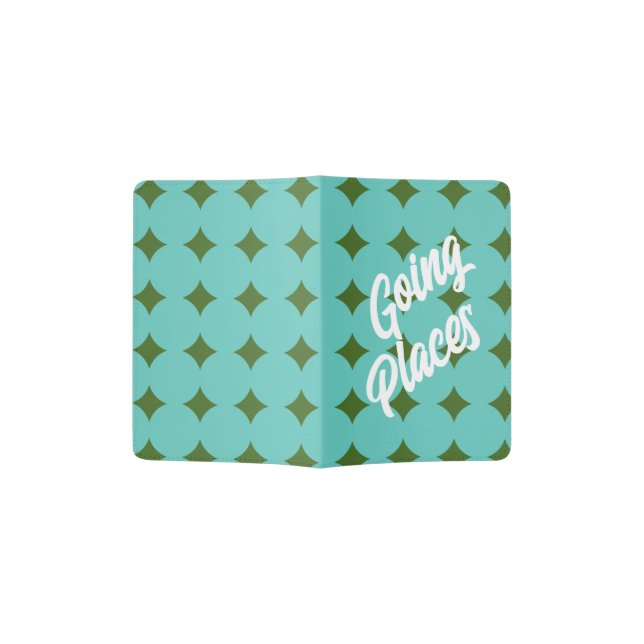 Dreamy Turquoise & Green Stars Passport Holder (Opened)