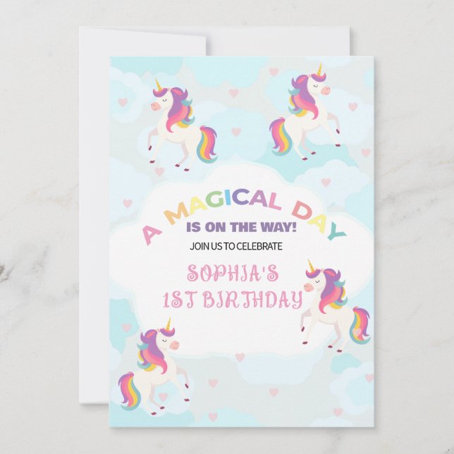 Dreamy Unicorn Birthday Invitation (Front)