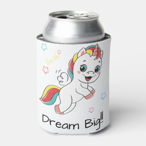 Dreamy Unicorn Cat with Sparkling Wings Can Cooler